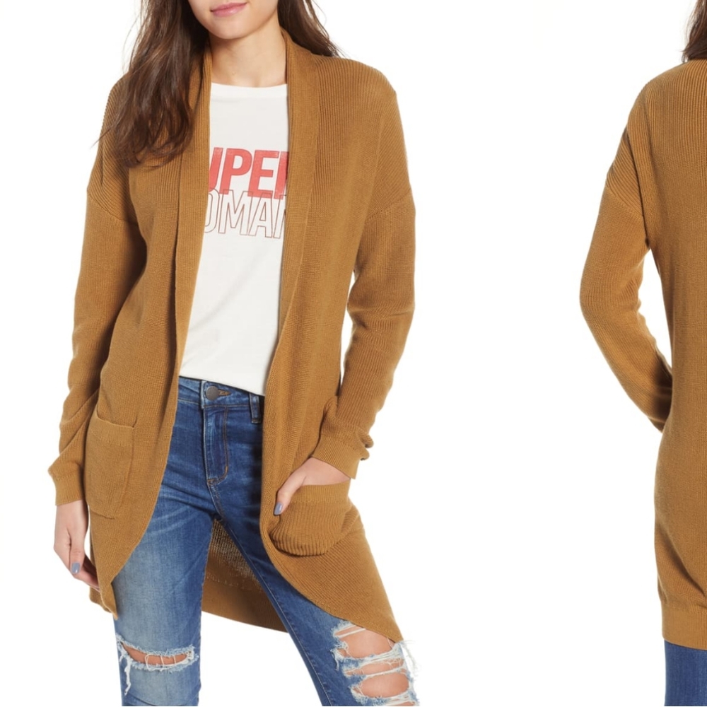 BP Nordstrom Stitch Curve Hem Cardigan